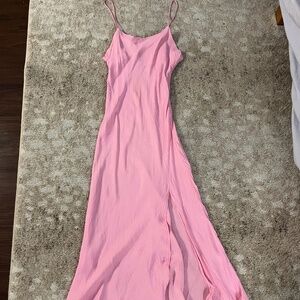 ZARA Pink Midi Dress with Leg Slit